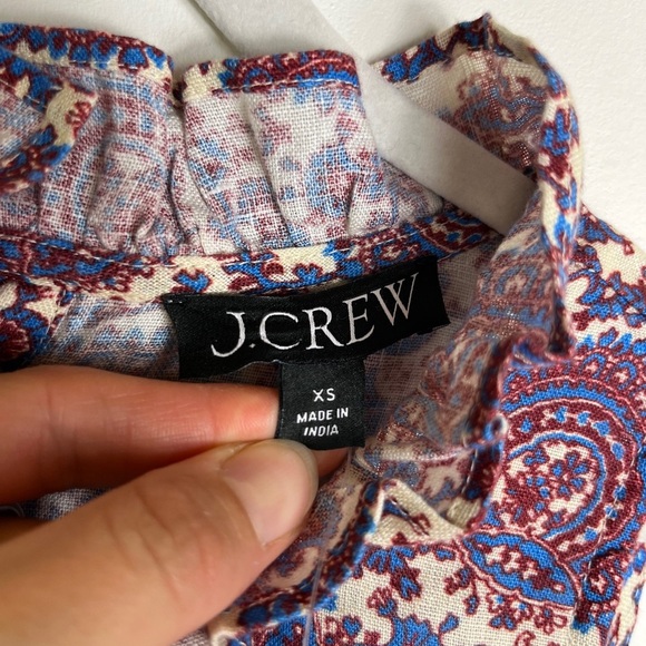 NWT J.Crew Fleur Cotton Paisley Top XS Button Back Cottagecore Romantic Ruffle - Picture 2 of 12